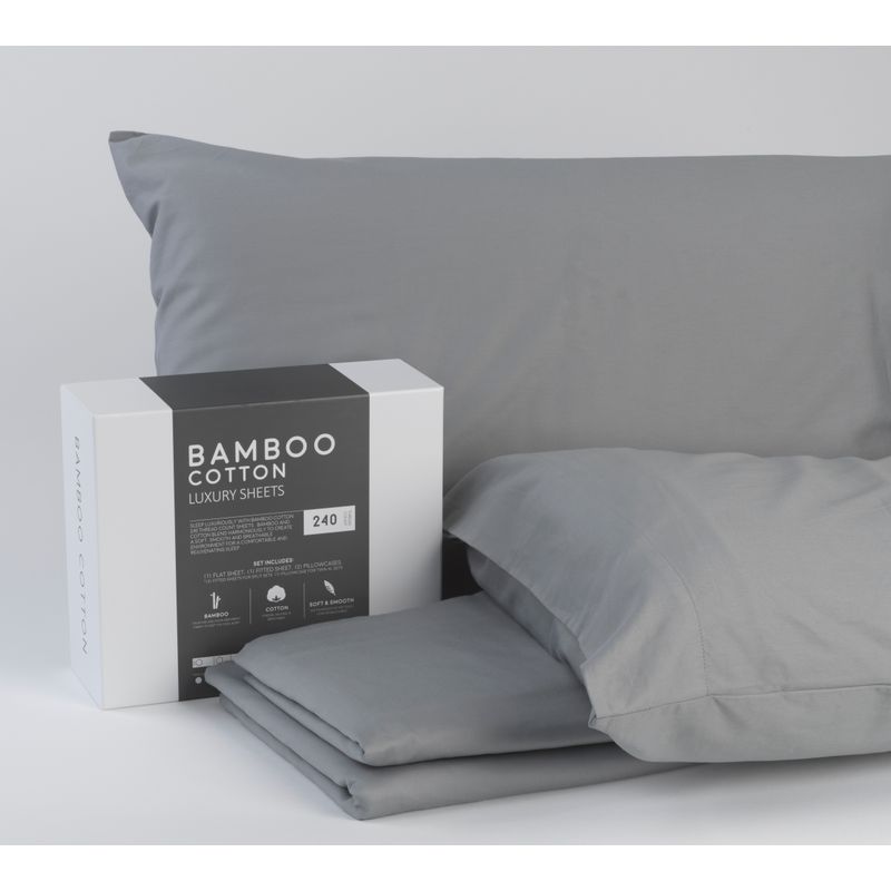 FlexSleep Bamboo Cotton Grey Sheets Twin XL