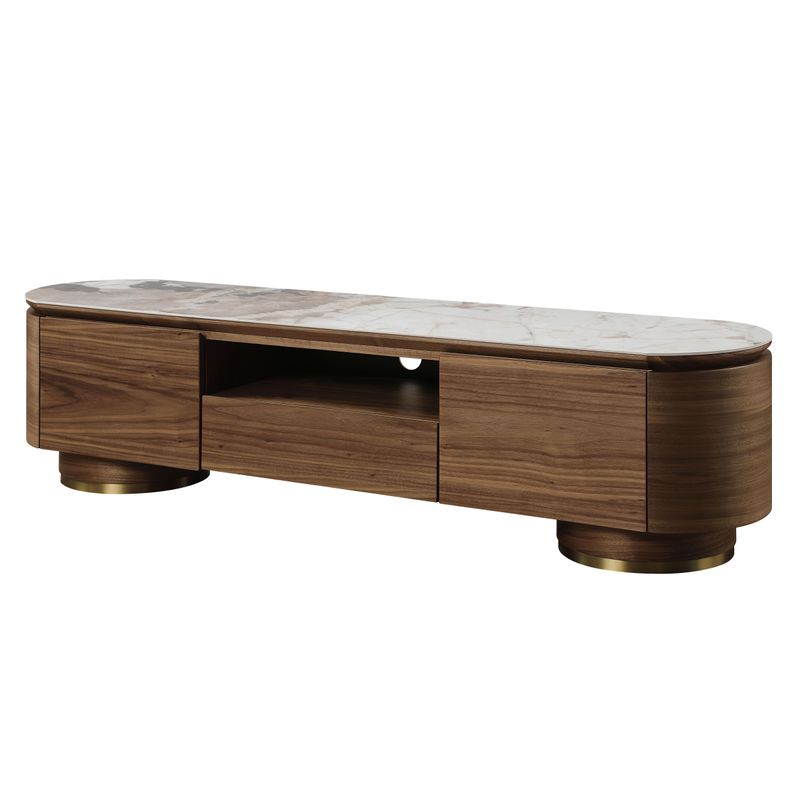 ACME Willene TV Stand w/Ceramic Top, Ceramic Top & Walnut Finish