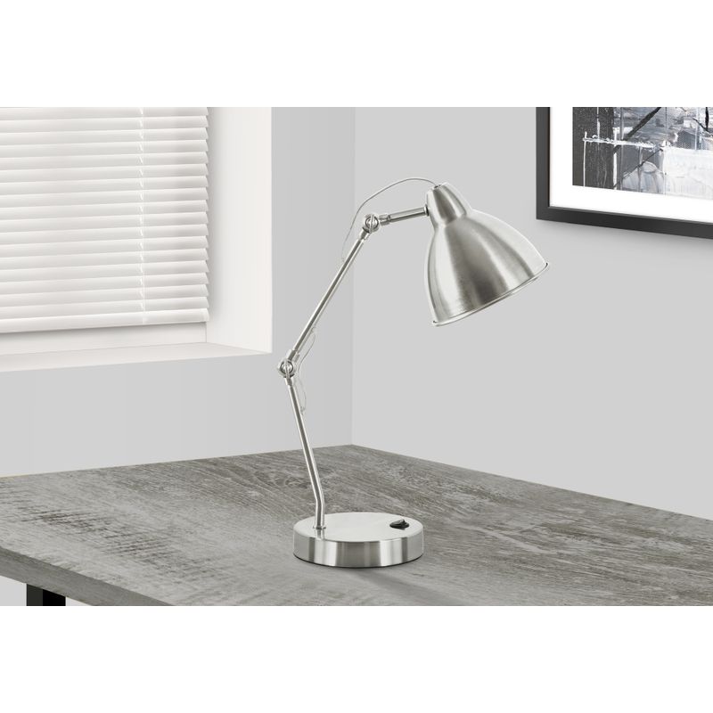 Lighting - 17"H Table Lamp Nickel Metal / Nickel Shade