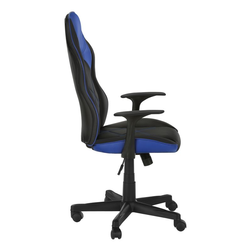 Office Chair/ Gaming/ Adjustable Height/ Swivel/ Ergonomic/ Armrests/ Computer Desk/ Work/ Pu Leather Look/ Metal/ Blue/ Black/ Contemporary