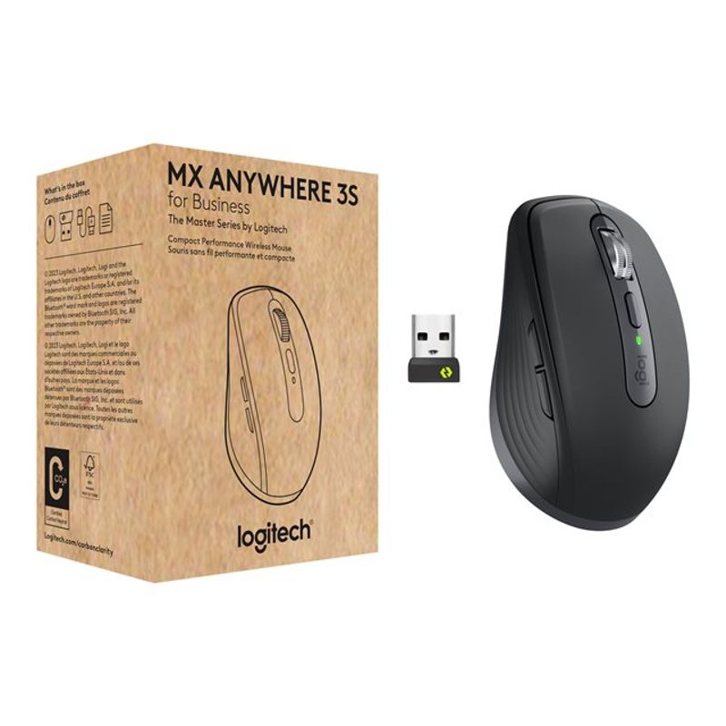 Logitech MX Anywhere 3S for Business - Wireless Mouse Graphite - mouse - compact - Bluetooth - graphite