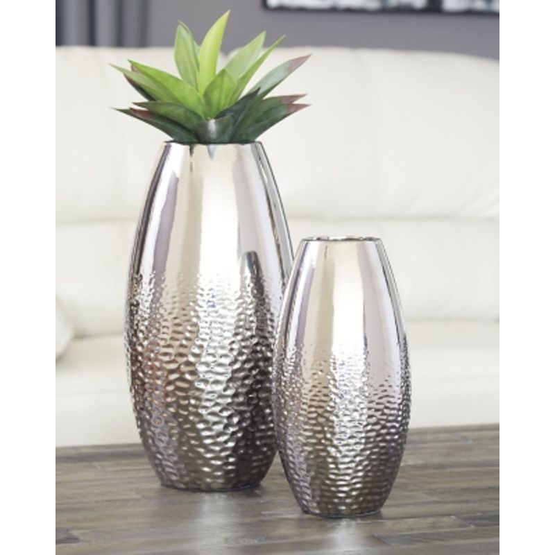 Silver Finish Dinesh Vase Set (2/CN)