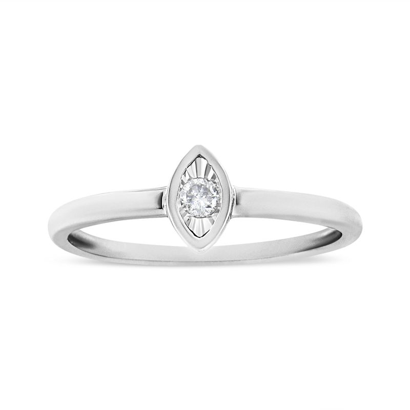 .925 Sterling Silver 1/20 Cttw Diamond Marquise Shaped Promise Ring (J-K Color, I1-I2 Clarity) - Size 8