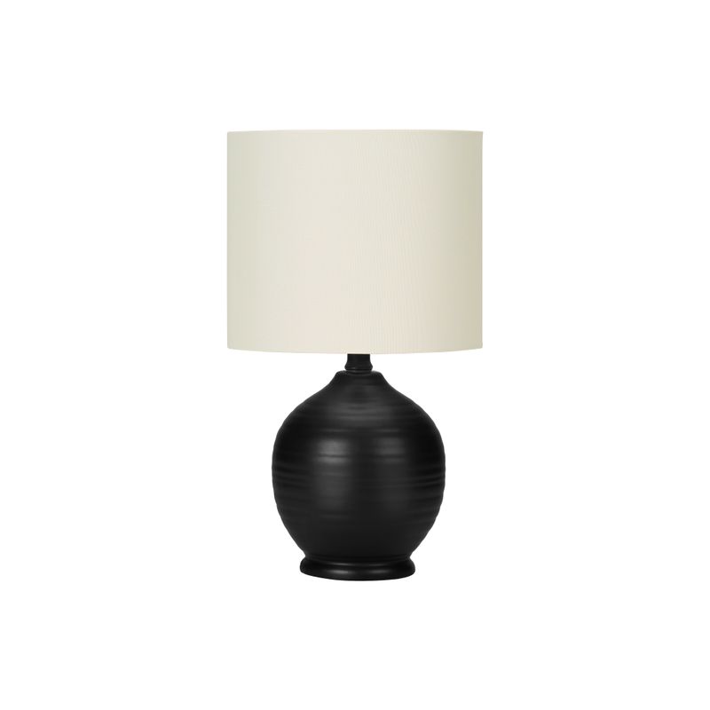 Lighting - 17"H Table Lamp Black Ceramic / Ivory Shade