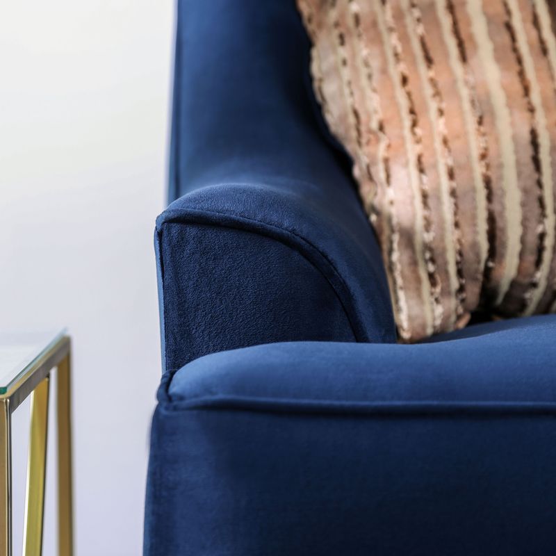 Transitional Chenille Loveseat in Navy
