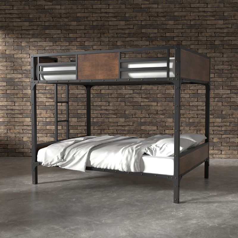 Industrial Metal Full Over Full Bunk Bed in Black