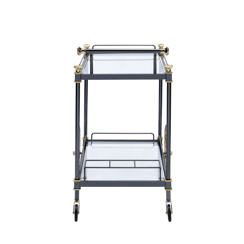 ACME Cyrus Serving Cart, Black/Gold & Clear Glass