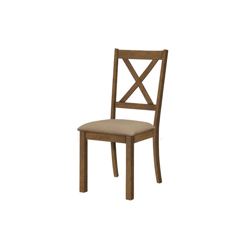 Dining Chair/ Set Of 2/ Side/ Upholstered/ Kitchen/ Dining Room/ Pu Leather Look/ Wood Legs/ Brown/ Beige/ Transitional