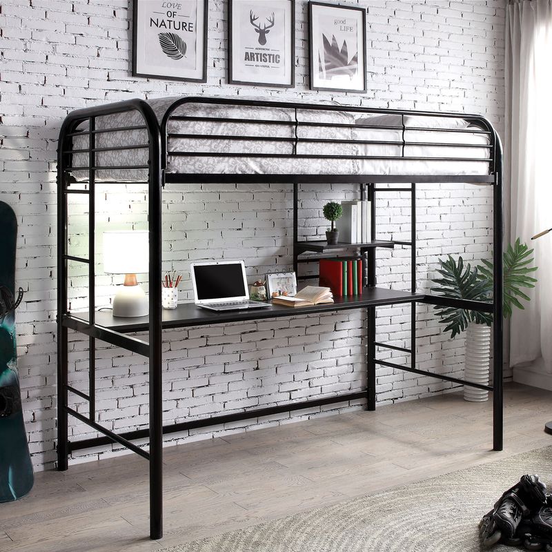 Transitional Metal Twin over Workstation Bunk Bed in Black