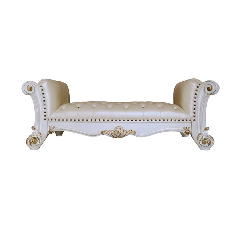 ACME Vendome Bench, Synthetic Leather & Antique Pearl Finish