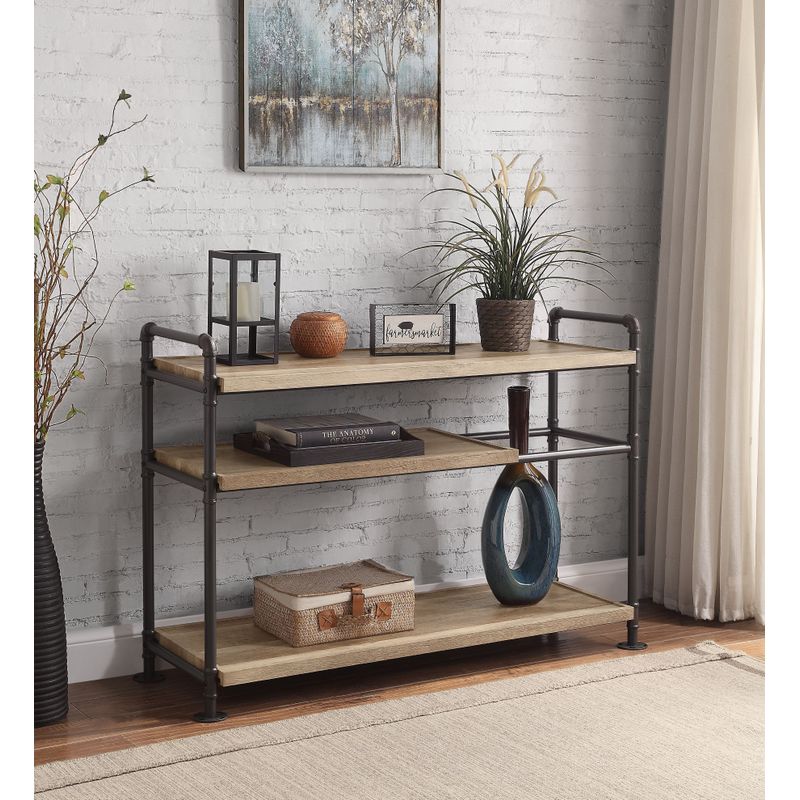 ACME Brantley Bookshelf, Oak & Sandy Black Finish