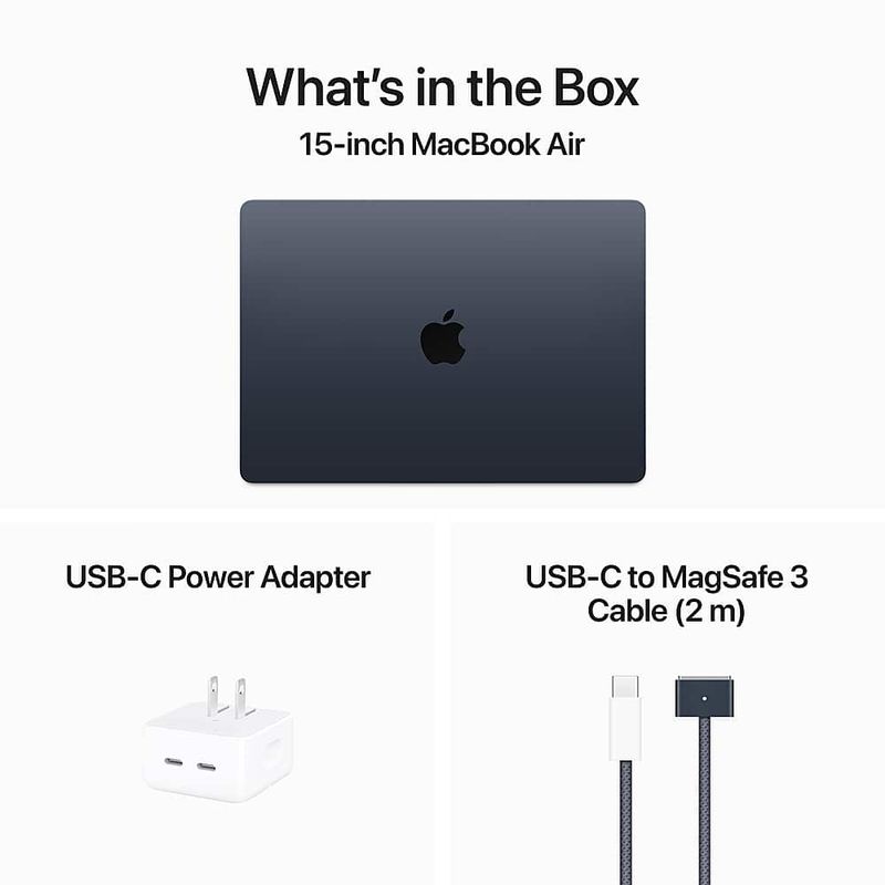 Apple - MacBook Air 15-inch Laptop - M3 chip Built for Apple Intelligence - 8GB Memory - 256GB SSD - Midnight