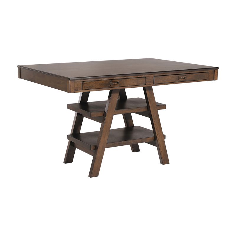 Dewey 2-drawer Counter Height Table with Open Shelves Walnut