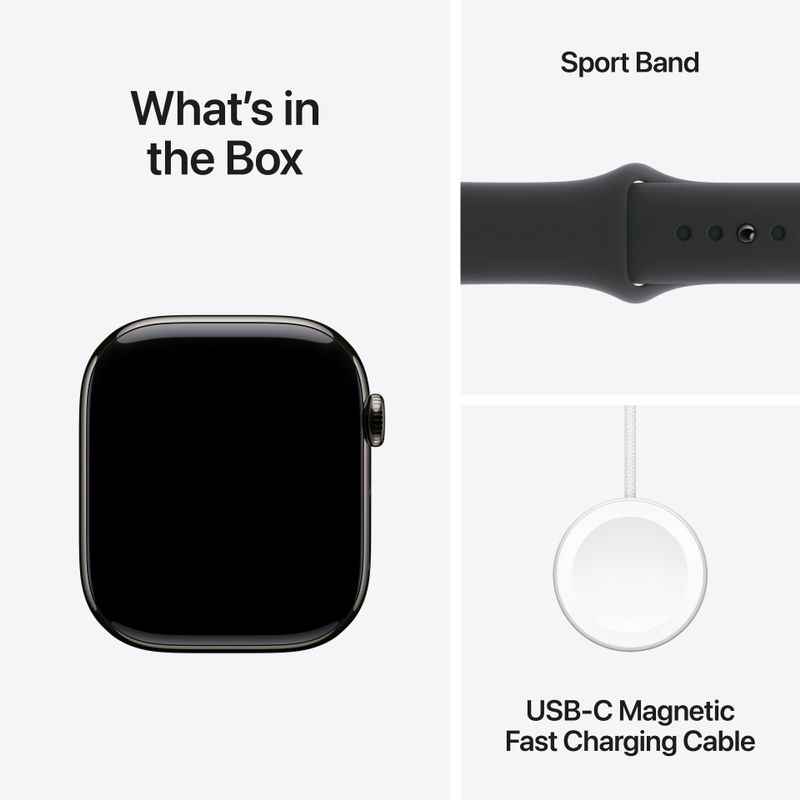 Apple Watch Series 10 (GPS+Cellular) 46mm Titanium Case with Black Sport Band - M/L - Slate - (2024)