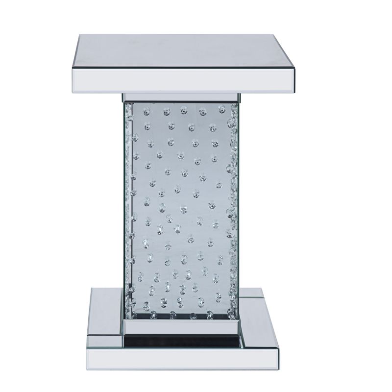 ACME Nysa End Table, Mirrored & Faux Crystals