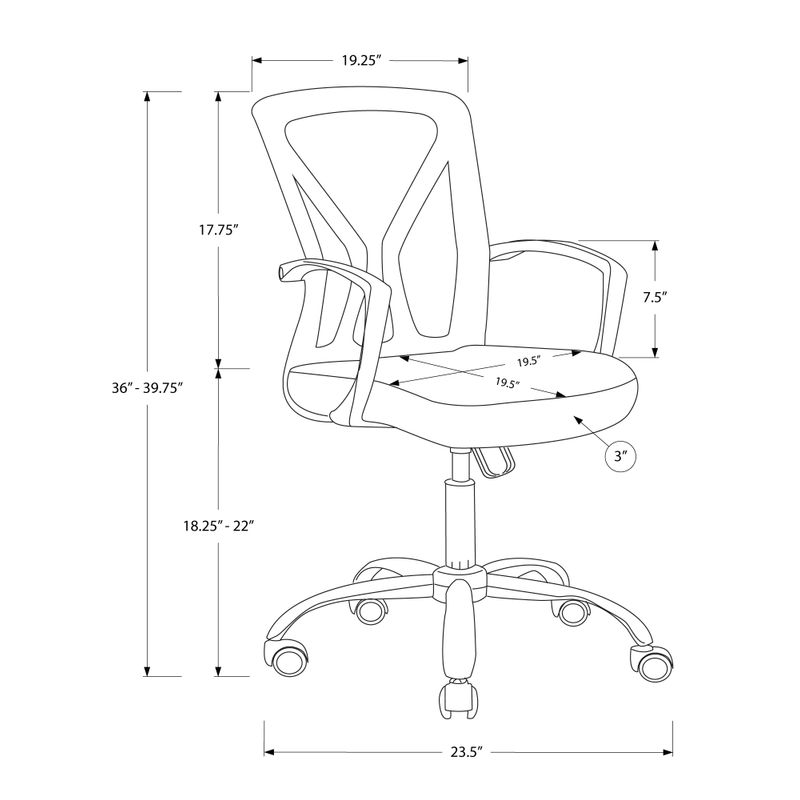 Office Chair/ Adjustable Height/ Swivel/ Ergonomic/ Armrests/ Computer Desk/ Work/ Metal/ Fabric/ Black/ Chrome/ Contemporary/ Modern