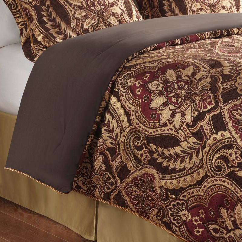 Burgundy Julius 4 Piece Comforter Set Cal King