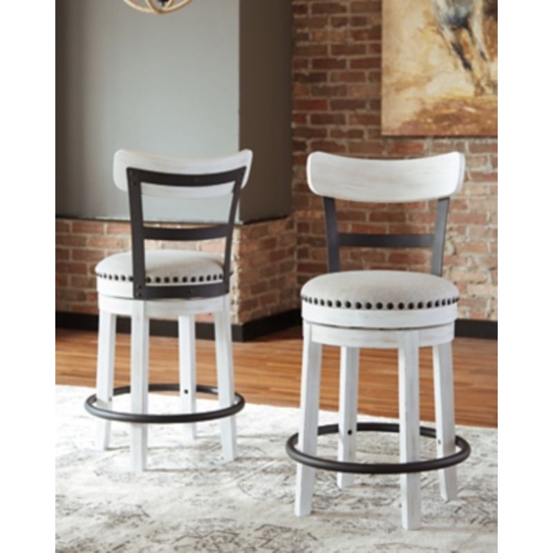 White Valebeck Upholstered Swivel Barstool (1/CN)