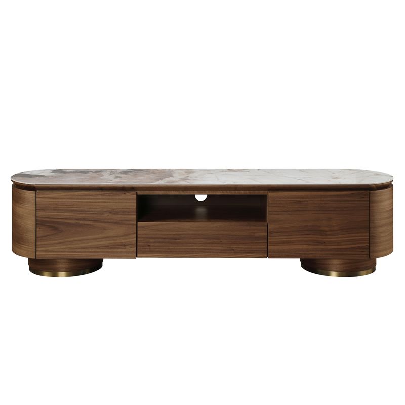 ACME Willene TV Stand w/Ceramic Top, Ceramic Top & Walnut Finish