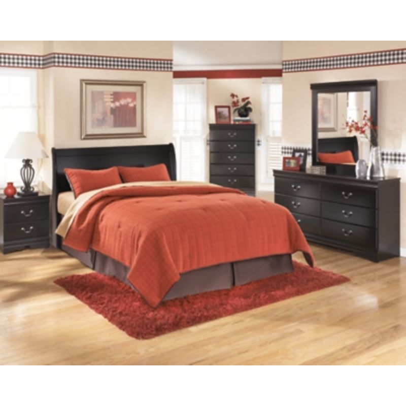 Black Huey Vineyard Queen Sleigh Headboard