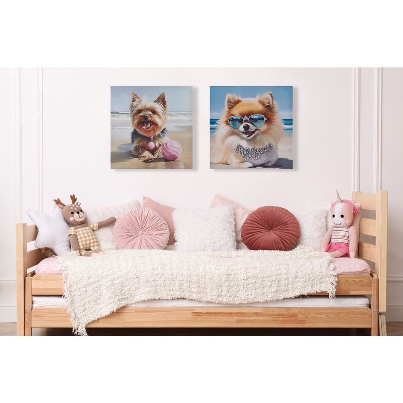 Yorkie/Blue Multi Beach Dogs Yorkie Canvas Wall Art See below