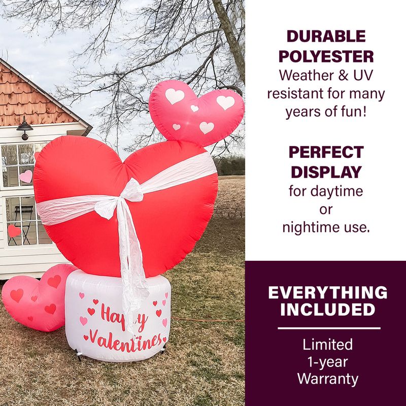 Fraser Hill Farm 8-Ft. Tall Valentine's Day Heart, Outdoor Blow-Up Inflatable with Lights and Storage Bag