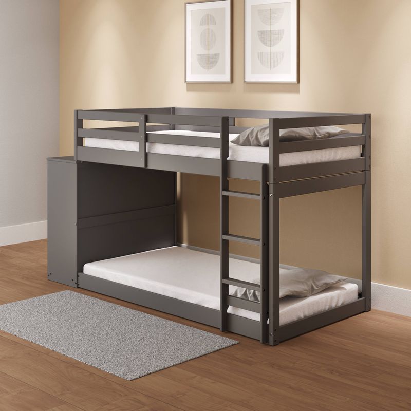 ACME Gaston Twin/Twin Bunk Bed w/4 Drawers & 3 Compartments, Gray Finish