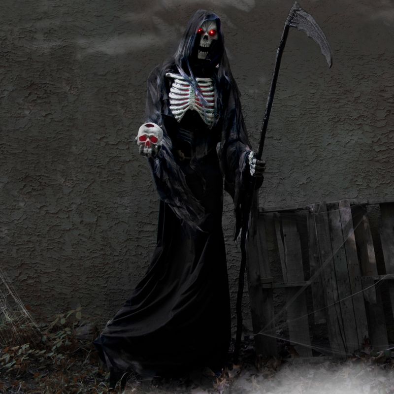 7-Ft. Tall Motion-Activated Rotting Reaper, Premium Talking Halloween Animatronic, Plug-In