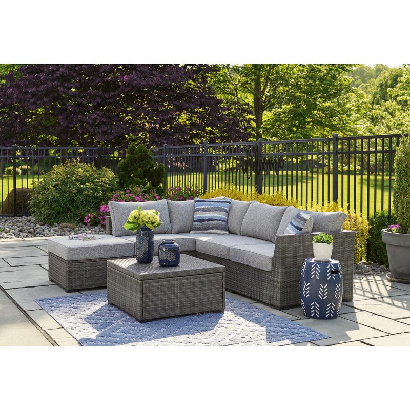 Petal Road Outdoor Loveseat Sectional/Ottoman/Table Set (Set of 4)
