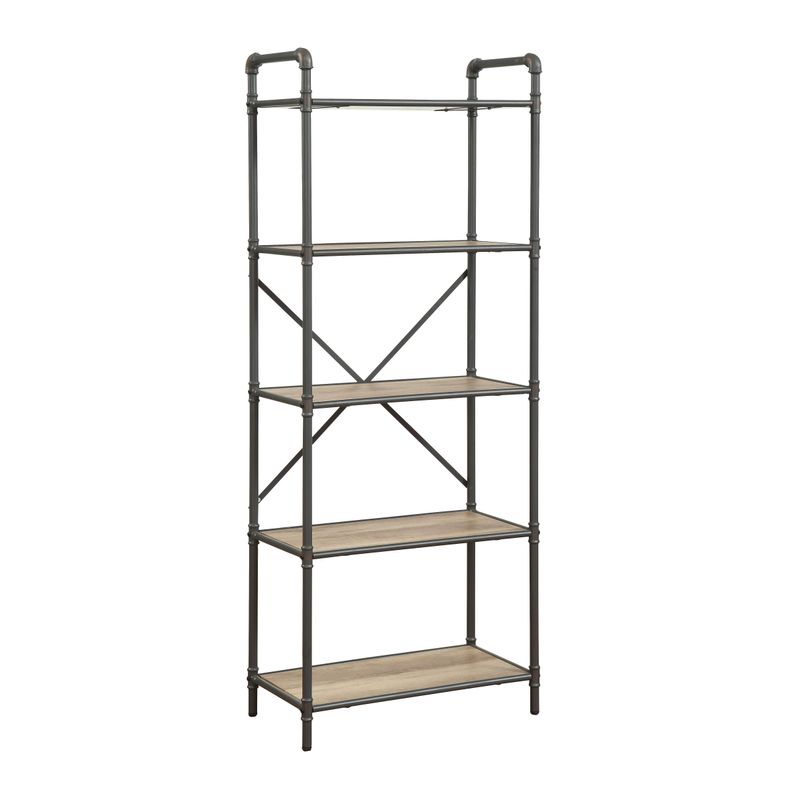ACME Itzel Bookshelf, Antique Oak & Sandy Gray