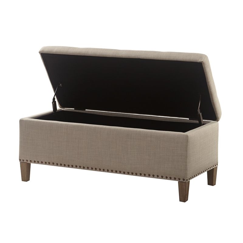Mae II Light Taupe Tufted Top Storage Bench