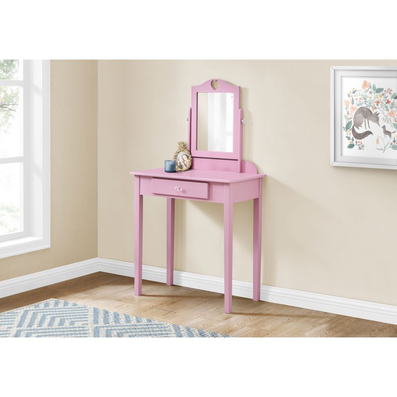 Vanity/ Desk/ Makeup Table/ Organizer/ Dressing Table/ Bedroom/ Wood/ Laminate/ Pink/ Contemporary/ Modern