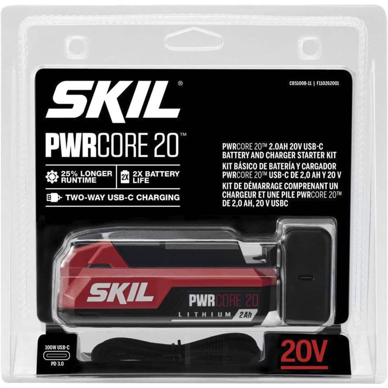 Skil - 2.0Ah USB-C Battery + 45W PD charger start kit - Black/Red