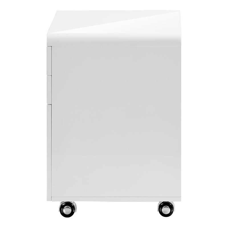 File Cabinet/ Rolling Mobile/ Storage Drawers/ Printer Stand/ Office/ Work/ Laminate/ Glossy White/ Contemporary/ Modern