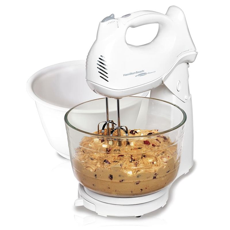 Hamilton Beach - 64693 Power Deluxe&trade; 6 Speed Stand Mixer with 2 Bowls - WHITE