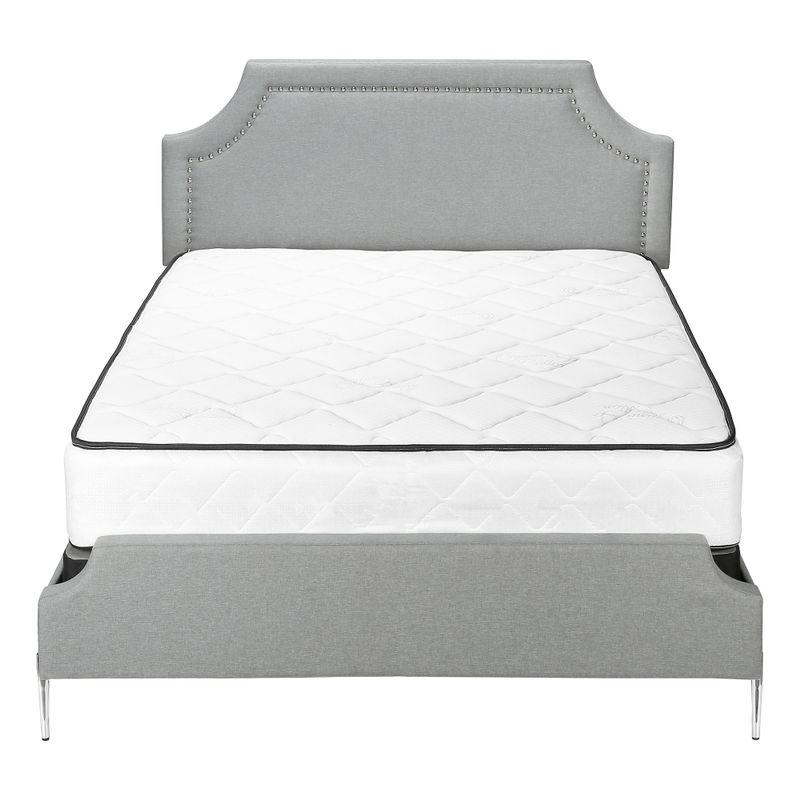 Bed - Queen Size / Grey Linen With Chrome Metal Legs