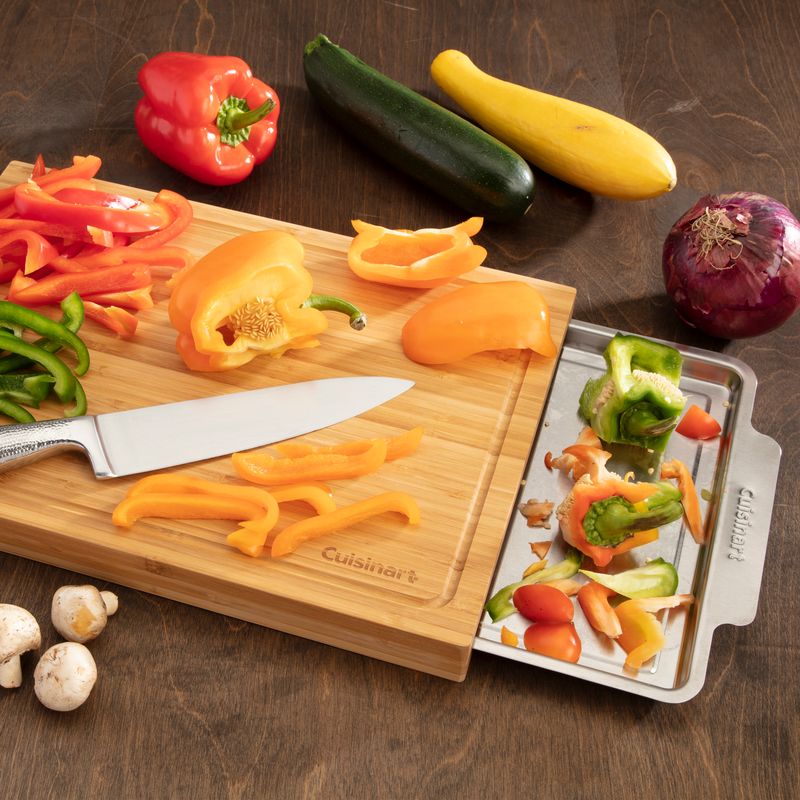 Cuisinart - Bamboo Cutting Board w/ Stainless Steel Tray