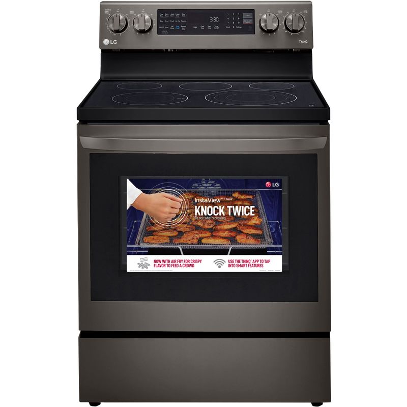 LG 6.3-Cu. Ft. Electric Smart Range with EasyClean and AirFry Black Stainless Steel