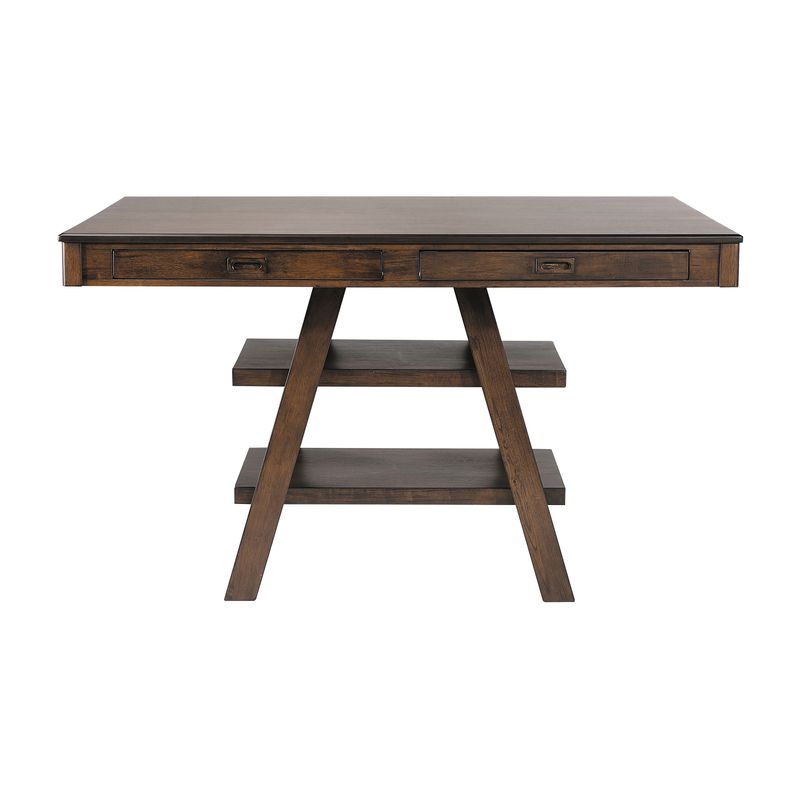 Dewey 2-drawer Counter Height Table with Open Shelves Walnut