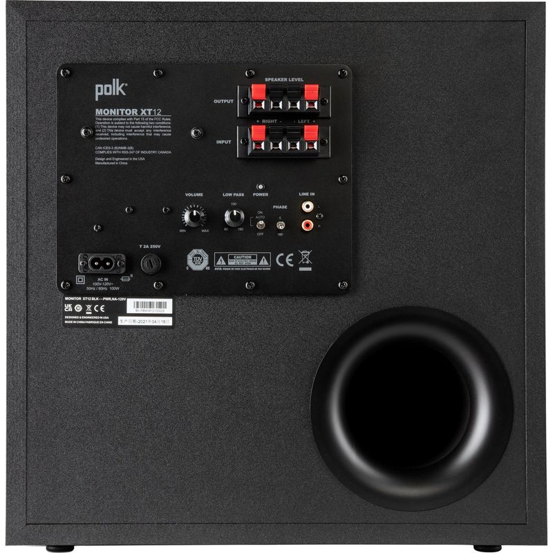 Polk Audio - Monitor XT12 12" 100W Class A/B Amplifier Subwoofer - Midnight Black