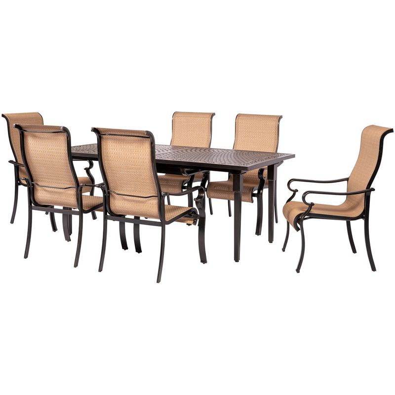 Brigantine 7pc: 6 Sling Dining Chairs, Expandable Cast Dining Table