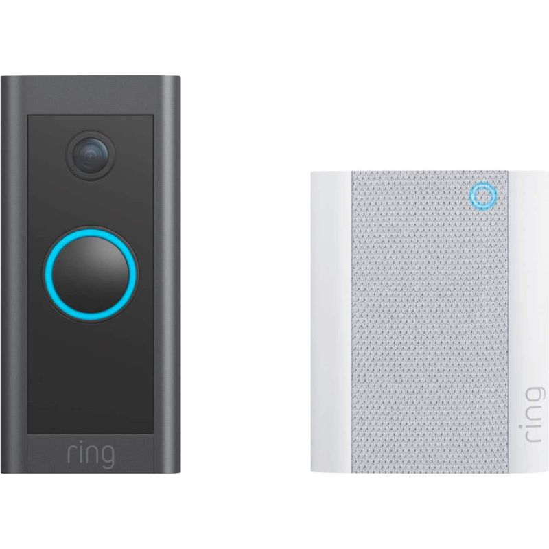 Ring - Wi-Fi Smart Video Doorbell - Wired with Chime - Black