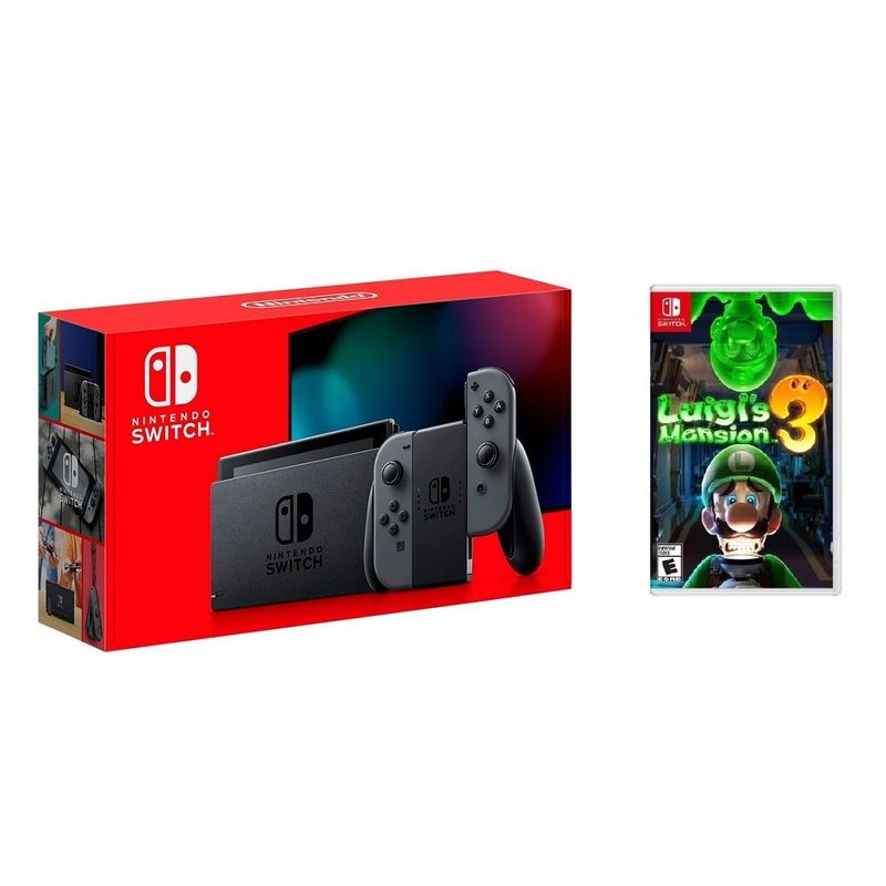 Nintendo - Switch 1.1 (Gray) + Luigi's Mansion 3 BUNDLE