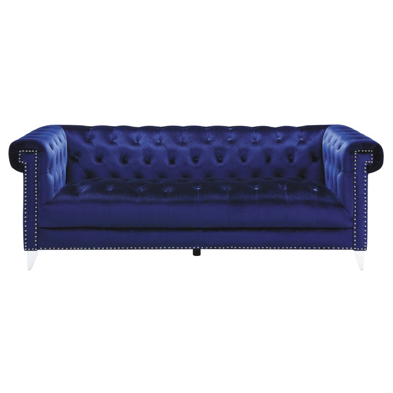 Bleker Tufted Tuxedo Arm Sofa Blue