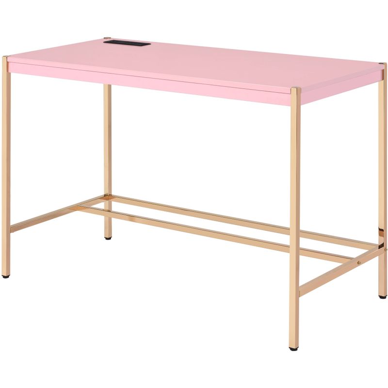 ACME Midriaks Writing Desk w/USB, Pink & Gold Finish