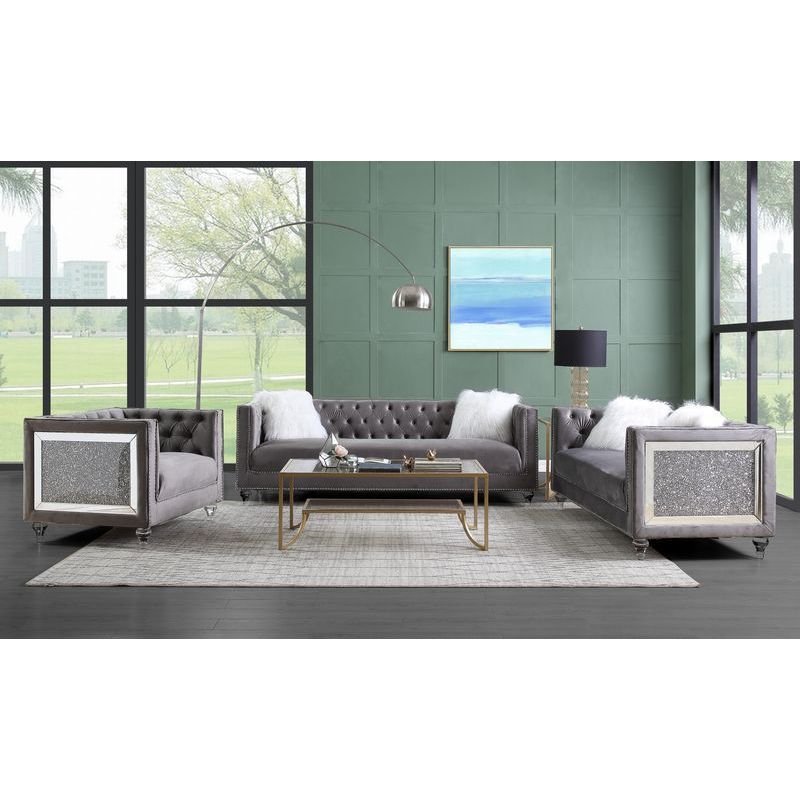 ACME HeiberoII Chair, Gray Velvet