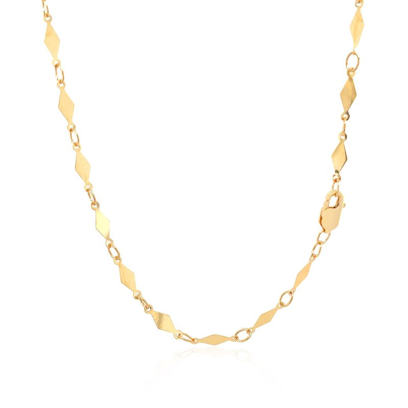 14K Yellow Gold Polished Diamond Motif Chain (3.0mm) (30 Inch)