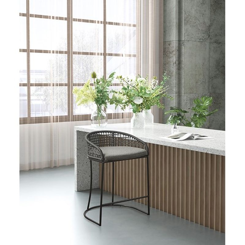 Dark Gray Hermosa Woven Counter Stool 25"