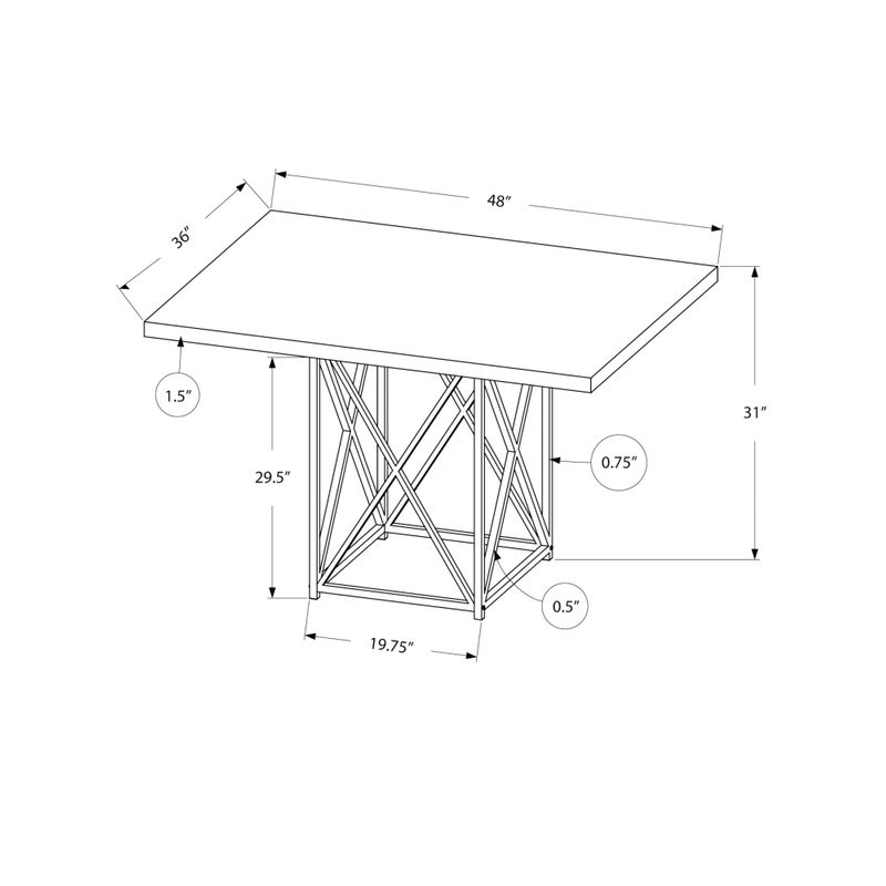 Dining Table - 36"X 48" / Grey / Chrome Metal