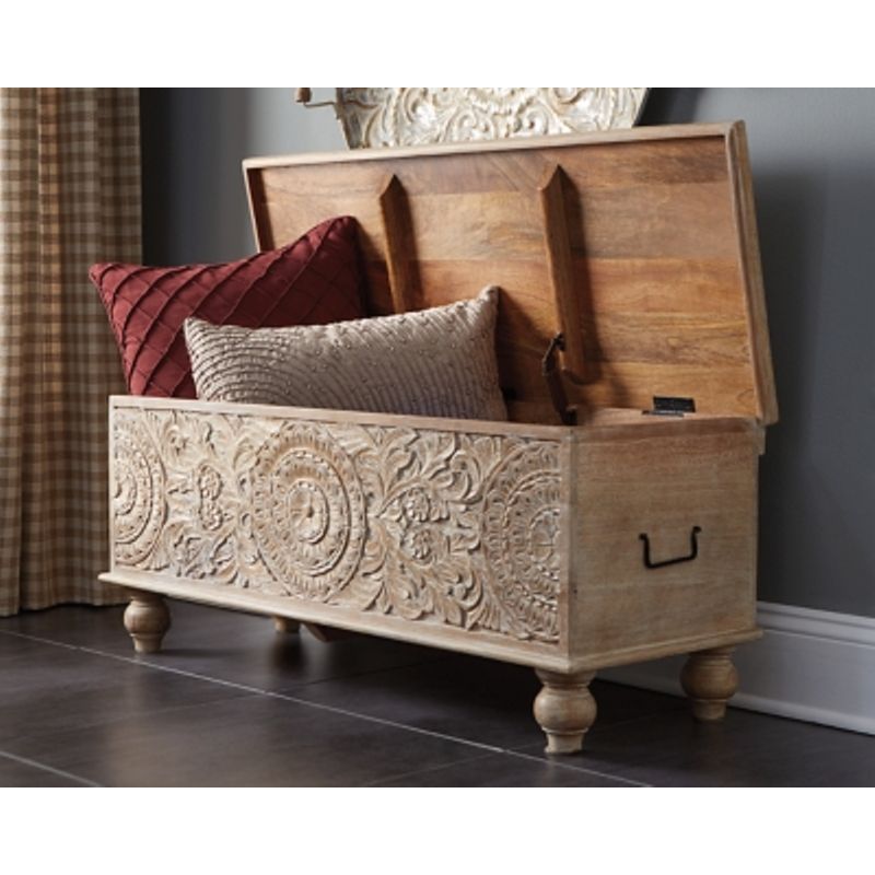 Beige Fossil Ridge Storage Bench